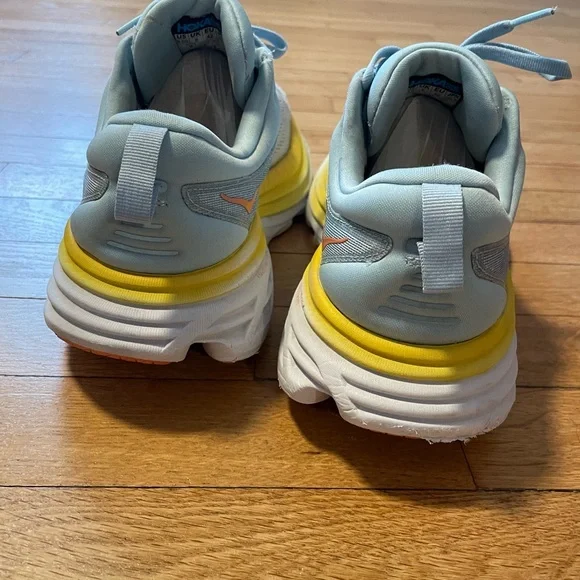 Hoka Women's Gray and Yellow Bondi 8 Running Shoes Size 9.5 - Picture 12 of 16